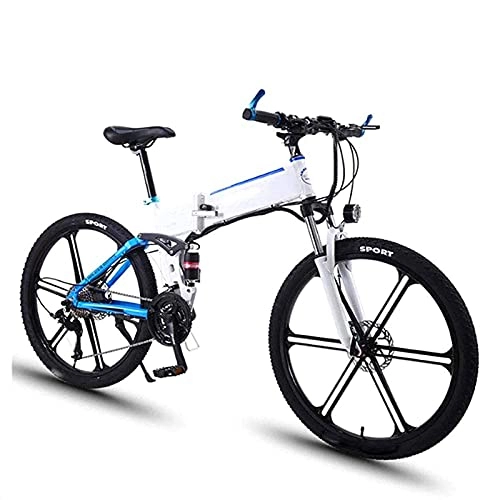 Mountain bike elettrica pieghevoles : N&I Folding Electric Bike 350W 26'' Adult Aluminum Alloy Electric Bicycle with Removable 36V 8AH Lithium-Ion 27 Speed Shifter Dual Disc Brakes Unisex Lithium Battery Beach Cruiser for