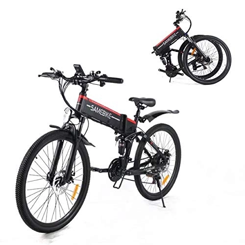 Mountain bike elettrica pieghevoles : SAMEBIKE Mountain Bike Elettrica per Adulti 48 V10 Ah / 500 W, 21 Velocità, Bicicletta Elettrica Pieghevole con Strumento LCD Centrale Funzione USB