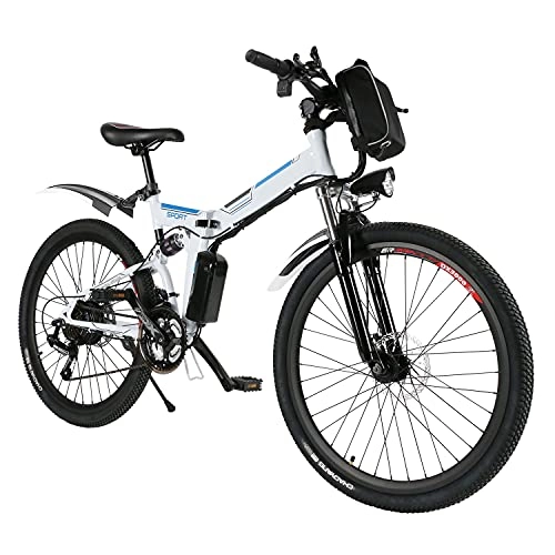 Mountain bike elettrica pieghevoles : Speedrid, bicicletta elettrica per adulti, bicicletta elettrica pieghevole, con batteria al litio da 36 V, 8 Ah, con elegante ruota integrata (36 V / 8 Ah, colore: bianco
