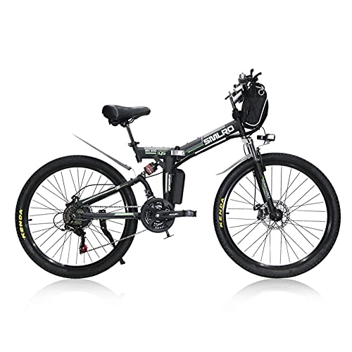 Mountain bike elettrica pieghevoles : TAOCI Bicicletta elettrica pieghevole da uomo / donna, ruote da 26", 48 V, Urban E-Bike Trekking MTB, IP54, design impermeabile, per adulti, per viaggi quotidiani, colore: nero