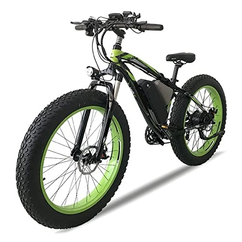 Mountain bike elettriches : Bici elettrica for Adulti 48 V 1000 W 26 Pollici Pneumatico Grasso Ebike Mountain / Snow / Dirt Bicycle Elettrico 25 mph. (Colore : Black Green)