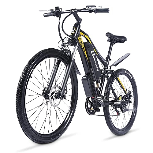 Mountain bike elettriches : Bici Elettrica Mountain Bike Elettrica per 27, 5 Pollici, con Batteria Rimovibile Agli ioni di Litio da 48V 15Ah e Doppio Assorbimento Degli Urti [EU Stock