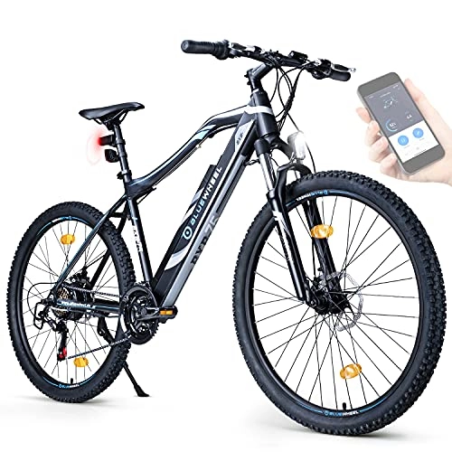 Mountain bike elettriches : BLUEWHEEL E-bike 27.5" & 29" I Marchio tedesco di qualità | Conforme UE E-mountain bike 21 Marce & Motore posteriore per 25 km / h | Bici elettrica sospensione MTB, App, LED | BXB75 ebike