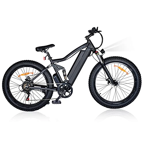 Mountain bike elettriches : HITWAY 26" Fat Tire Electric Bike, 48V / 250W / 10Ah batteria al litio, cambio ad alta velocità e ruota a raggi eBike ONES1