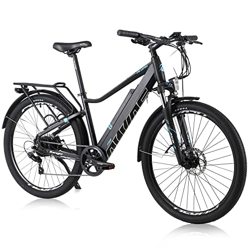 Mountain bike elettriches : Hyuhome Biciclette elettriche da 27.5" per adulti e donne, 36 V 12, 5 Ah Ebikes per tutti i terreni, bici elettrica da città E-MTB con sistema di trasmissione Shimano a 7 velocità e motore BAFANG