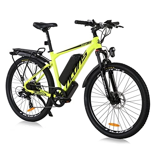 Mountain bike elettriches : Hyuhome Biciclette elettriche per adulti in lega di alluminio Ebike bicicletta con batteria rimovibile agli ioni di litio da 36 V / 12, 5 Ah (26 '', giallo-01)