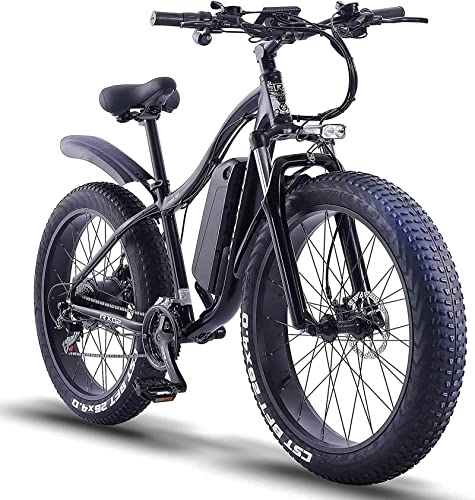 Mountain bike elettriches : ride66 RX02 Bicicletta elettrica Mountain E-Bike 26 pollici 48 V 16 AH LG batteria a celle Fat Tire Hydraulic Brakes Shimano 21 marce, ammortizzatore anteriore (nero)