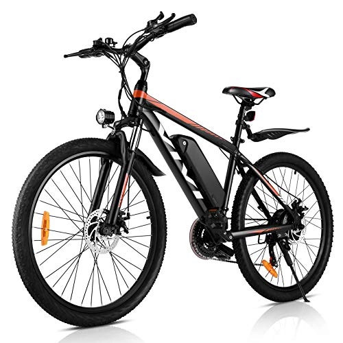 Mountain bike elettriches : VIVI 26" Mountain Bike elettrica da 26" 250W 36V 36V 10.4Ah Batteria rimovibile Commuter Bike 25MPH 21 Speed Gears E-Bike per adulti (ARANCIONE)