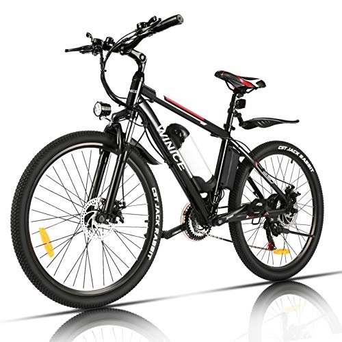 Mountain bike elettriches : VIVI Bicicletta Elettrica per Adulti Bici Elettriche da 26"con Motore da 350W, Batteria Rimovibile da 36V / 8 Ah / Cambio a 21 Velocità / 32KM / H / Ricarica Chilometraggio Fino a 25 Miglia (Rosso)