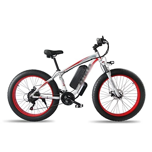 Mountain bike elettriches : WASEK Biciclette elettriche, motoslitte da spiaggia piscina in lega di alluminio, ciclomotori pneumatici eicoli elettrici scooter, elettrici portatili (red 26x18.5in)