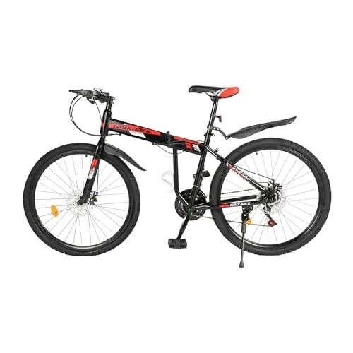 Mountain Bike pieghevoles : Akuoyiexemye Bicicletta pieghevole da 26", in acciaio al carbonio, 21 marce, regolabile, pieghevole, in acciaio al carbonio, carico 130 kg
