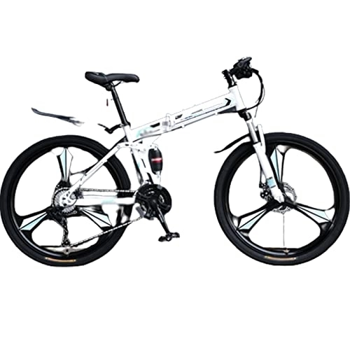 Mountain Bike pieghevoles : DADHI Mountain bike pieghevole - Bicicletta a velocità variabile da uomo per adolescenti, Ruote da 26" / 27, 5" - Velocità 24 / 27 / 30 - Fuoristrada - Leggera e pieghevole (White 26inch)