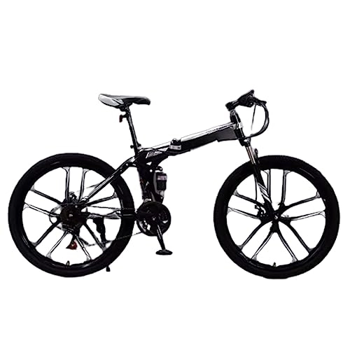 Mountain Bike pieghevoles : DADHI Mountain bike pieghevole da 26 pollici, bici da trail con cambio in acciaio, montaggio facile, adatta per adolescenti e adulti (black silver 24 speed)