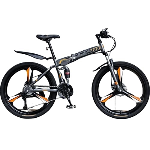 Mountain Bike pieghevoles : DADHI Mountain bike pieghevole fuoristrada, bici dal design ergonomico, freni meccanici per arresti fluidi, per adulti (Orange 26inch)