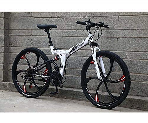 Mountain Bike pieghevoles : N&I Bicycle Folding Mountain Bikes for Men Women Full Suspension Soft Tail Bike Bicycle High Carbon Steel Frame Double Disc Brake B 26 inch 21 Speed D 24 inch 21 Speed