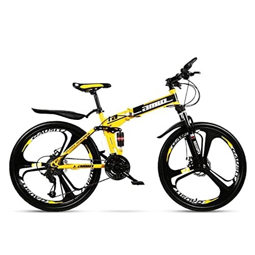 Mountain Bike pieghevoles : N&I Bike Foldable 26 inch Adult Mountain Bike off-Road Double Disc Brake Snow Bikes Full Suspension Bicycle Magnesium Alloy Wheels D 24 Speed C 30 Speed