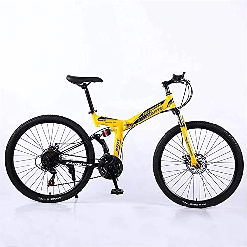 Mountain Bike pieghevoles : N&I Folding Mountain Bike 24 inch Adult Variable Speed Lightweight Mini Small Student Country Bike Double Disc Brake Adjustable Seat Bikes (Color:B)
