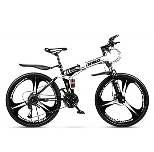 Mountain Bike pieghevoles : N&I Mountain Bikes 24 inch Adult Mountain Bike Full Suspension Foldable City Bicycle off-Road Double Disc Brake Snow Bikes Magnesium Alloy Wheels D 27 Speed D 21 Speed