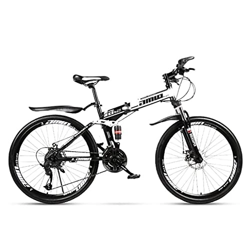 Mountain Bike pieghevoles : N&I Mountain Bikes Foldable Adult Mountain Bike off-Road Double Disc Brake Beach Snow Bikes Full Suspension High-Carbon Steel Bicycle 24 inch Wheels D 21 Speed a 30 Speed