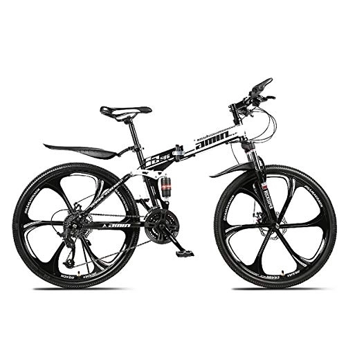 Mountain Bike pieghevoles : PXQ C26Inch27S - Mountain bike pieghevole per adulti, 21 / 24 / 27 / 30 velocità, con doppio freno a disco e ammortizzatore, 24 / 26 pollici, High Carbon Soft Tail Bike
