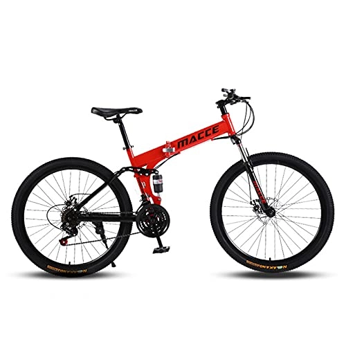 Mountain Bike pieghevoles : SHUI 26'' Mountain Bike Pieghevoli, MTB in Acciaio al Carbonio 21 velocità per Adulti, Bici Esterno MTB, Piega Facilmente Goditi Il ​​Divertimento della GuidaConfigurazi Red