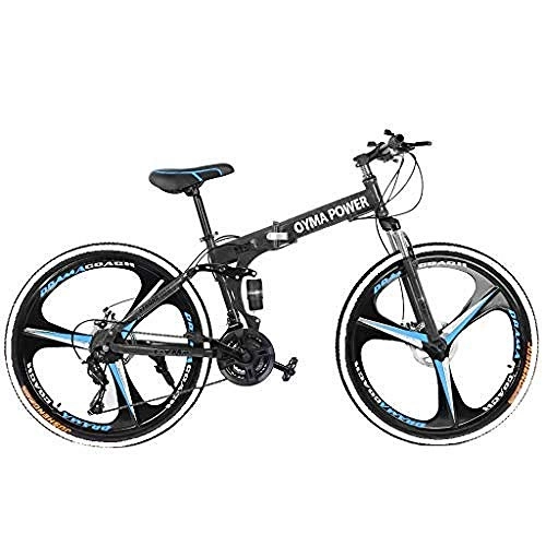 Mountain Bike pieghevoles : SYCY Bicicletta da Montagna Pieghevole da 26 Pollici Shimanos Bicicletta da 21 velocità Bici MTB a Sospensione Totale - Bici Comfort Bici da Spiaggia Cruiser