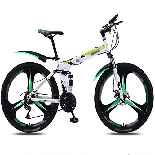 Mountain Bike pieghevoles : WXXMZY Bicicletta Pieghevole 26 Pollici, Mountain Bike Pieghevole A 30 velocità, Bici da Pendolare Leggera, Bici A Sospensione Completa con Doppio Freno A Disco (Color : Green, Speed : 30speed)