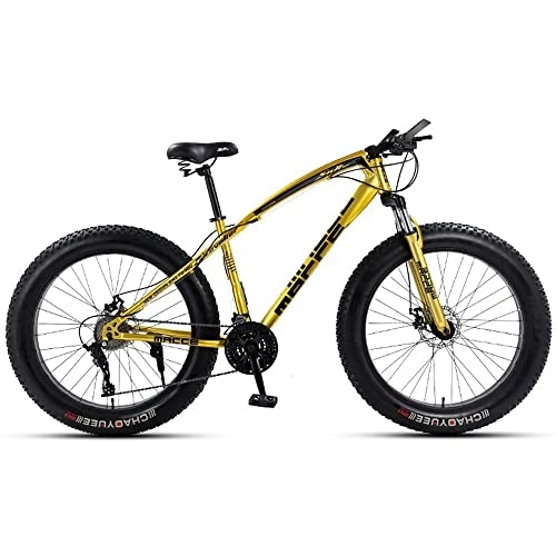 Fat Tyre Mountain Bike : 24 / 26 Inch Thick Wheel Mountain Bike, 7 / 21 / 24 / 27 / 30 Speed Adult Fat Tire Mountain Trail Bike, Mens Adults Mountain Bicycle, High-Carbon Steel Frame Dual Suspension Dual Disc Brake