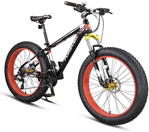 Fat Tyre Mountain Bike : 26" Wheel Mens Adults Mountain Bike 27 Speed Gears Aluminum Frame Mountain Bike with Dual Disc Brake -Yellow / Red