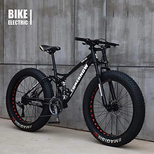 Fat Tyre Mountain Bike : Bicycle 26 Inch MTB Top, Fat Wheel Motorbike / Fat Bike / Fat Tire Mountain Bike, Beach Cruiser Fat Tire Bike Snow Bike Fat Big Tyre Bicycle 21speed Fat Bikes for Adult, Black, 24 IN