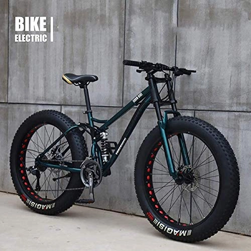 Fat Tyre Mountain Bike : Bicycle 26 Inch MTB Top, Fat Wheel Motorbike / Fat Bike / Fat Tire Mountain Bike, Beach Cruiser Fat Tire Bike Snow Bike Fat Big Tyre Bicycle 21speed Fat Bikes for Adult, Green, 26 IN