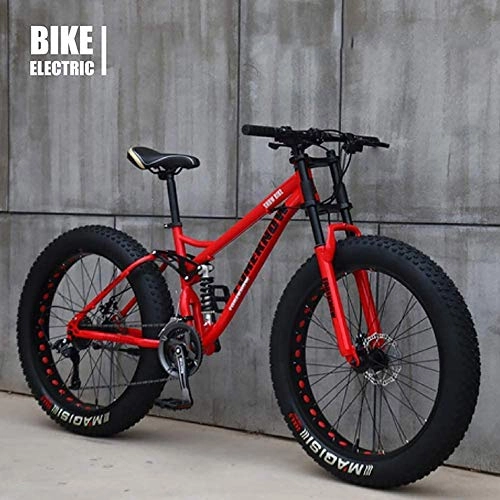 Fat Tyre Mountain Bike : Bicycle 26 Inch MTB Top, Fat Wheel Motorbike / Fat Bike / Fat Tire Mountain Bike, Beach Cruiser Fat Tire Bike Snow Bike Fat Big Tyre Bicycle 21speed Fat Bikes for Adult, Red, 26 IN