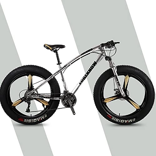 Fat Tyre Mountain Bike : FAXIOAWA 20 / 24 / 26 * 4.0 Inch Thick Wheel Mountain Bikes, Adult Fat Tire Mountain Trail Bike, 7 / 21 / 24 / 27 / 30 Speed Bicycle, High-carbon Steel Frame, Mens Youth / Adult Fat Tire Mountain Bike