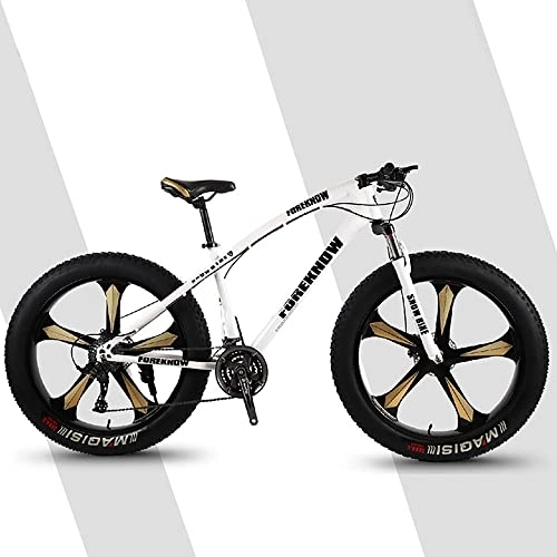 Fat Tyre Mountain Bike : FAXIOAWA 26-inch Mountain Bike, 7 / 21 / 24 / 27 / 30 Speed Adult Fat Tire Mountain Trail Bike With High Carbon Steel Frame and Double Disc Brake, Front Suspension Men and Women's Mountain Bicycles