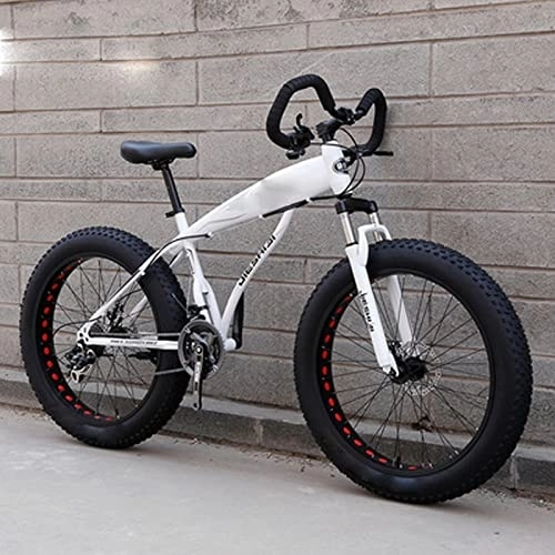 Fat Tyre Mountain Bike : FAXIOAWA 26 Inch Thick Tire Ultra-wide Variable Speed Big Wheel Mountain Bike, Snowmobile Adult Student Bicycle (white 24)