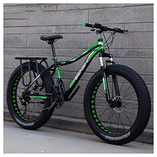Fat Tyre Mountain Bike : GAOTTINGSD Adult Mountain Bike Fat Tire Bike Adult Road Bikes Bicycle Beach Snowmobile Bicycles For Men Women (Color : Green, Size : 26in)