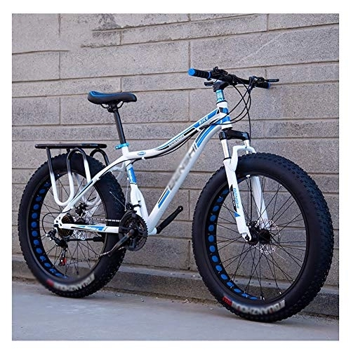 Fat Tyre Mountain Bike : GAOTTINGSD Adult Mountain Bike Fat Tire Bike Adult Road Bikes Bicycle Beach Snowmobile Bicycles For Men Women (Color : White, Size : 26in)