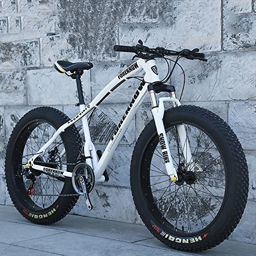 Fat Tyre Mountain Bike : JAMCHE 20 / 24 / 26 * 4.0 Inch Thick Wheel Mountain Bikes, Adult Fat Tire Mountain Trail Bike, 7 / 21 / 24 / 27 / 30 Speed Bicycle, High-carbon Steel Frame, Dual Suspension Dual Disc Brake Bicycle