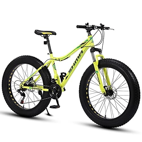 Fat Tyre Mountain Bike : JAMCHE 24 / 26-inch Mountain Bike, 4.0 Inch Thick Wheel Mountain Bikes, Adult Fat Tire Mountain Trail Bike, 7 / 21 / 24 / 27 / 30 Speed Bicycle With High Carbon Steel Frame Double Disc Brake