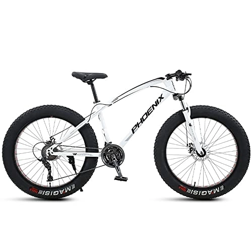Fat Tyre Mountain Bike : JAMCHE 24 Inch Mountain Bikes, Adult Fat Tire Mountain Trail Bike, 21 / 24 / 27 / 30 Speed Bicycle, High-carbon Steel Frame Dual Full Suspension Dual Disc Brake, 4.0 Inch Thick Wheel