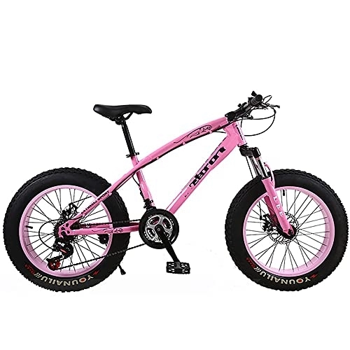 Fat Tyre Mountain Bike : JAMCHE 26 Inch Mountain Bike, Fat Tire Bike, Full 30 / 27 / 24 / 21 / 7 Speed Mountain Trail Bike, Dual Disc Brake, High-Carbon Steel Frame, Front Suspension, Urban Commuter City Bicycle