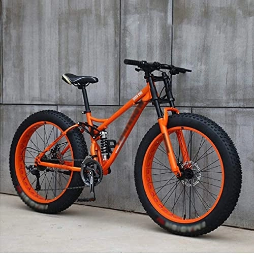 Fat Tyre Mountain Bike : JAMCHE Mountain Bikes, 26 inch Fat Tire Hardtail Mountain Bike, Dual Suspension Frame and Suspension Fork All Terrain Mountain Bike, A~26 Inches, 27 Speed