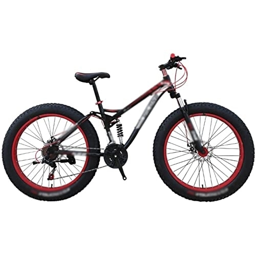 Fat Tyre Mountain Bike : KOOKYY Bicycle Adult Outdoor Riding Double Shock-Absorbing Big Thick Wheel Bicycle 4.0 Ultra-Wide Snowmobile Beach Off-Road Mountain Bike (Color : Black-Red)