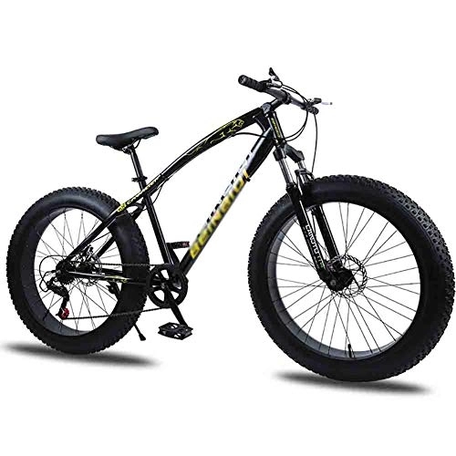 Fat Tyre Mountain Bike : LILIS Mountain Bike Folding Bike Bicycle Mountain Bike MTB Adult Beach Snowmobile Bicycles For Men And Women 24IN Wheels Adjustable Speed Double Disc Brake (Color : Black, Size : 27 speed)