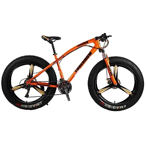 Fat Tyre Mountain Bike : LILIS Mountain Bike Folding Bike Bicycle MTB Adult Beach Bike Snowmobile Bicycles Mountain Bikes For Men And Women 26IN Wheels Adjustable Speed Double Disc Brake (Color : Orange, Size : 24 speed)