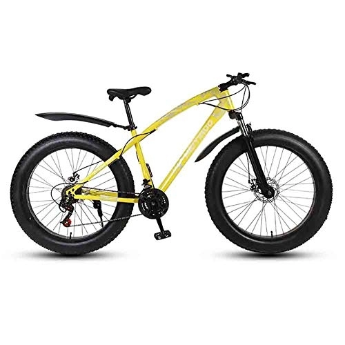 Fat Tyre Mountain Bike : LILIS Mountain Bike Folding Bike Bicycle MTB Adult Beach Bike Snowmobile Bicycles Mountain Bikes For Men And Women 26IN Wheels Double Disc Brake (Color : Yellow, Size : 27 speed)