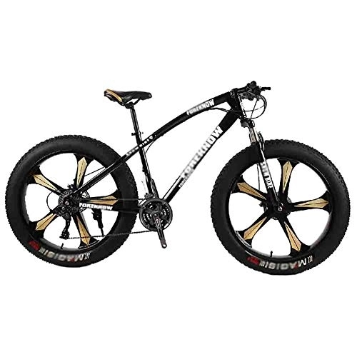 Fat Tyre Mountain Bike : LILIS Mountain Bike Folding Bike Bicycle MTB Adult Big Tire Beach Snowmobile Bicycles Mountain Bike For Men And Women 26IN Wheels Adjustable Speed Double Disc Brake (Color : Black, Size : 24 speed)
