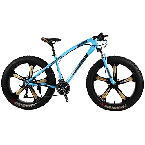 Fat Tyre Mountain Bike : LILIS Mountain Bike Folding Bike Bicycle MTB Adult Big Tire Beach Snowmobile Bicycles Mountain Bike For Men And Women 26IN Wheels Adjustable Speed Double Disc Brake (Color : Blue, Size : 27 speed)