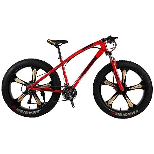 Fat Tyre Mountain Bike : LILIS Mountain Bike Folding Bike Bicycle MTB Adult Big Tire Beach Snowmobile Bicycles Mountain Bike For Men And Women 26IN Wheels Adjustable Speed Double Disc Brake (Color : Red, Size : 7 speed)