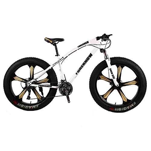 Fat Tyre Mountain Bike : LILIS Mountain Bike Folding Bike Bicycle MTB Adult Big Tire Beach Snowmobile Bicycles Mountain Bike For Men And Women 26IN Wheels Adjustable Speed Double Disc Brake (Color : White, Size : 7 speed)